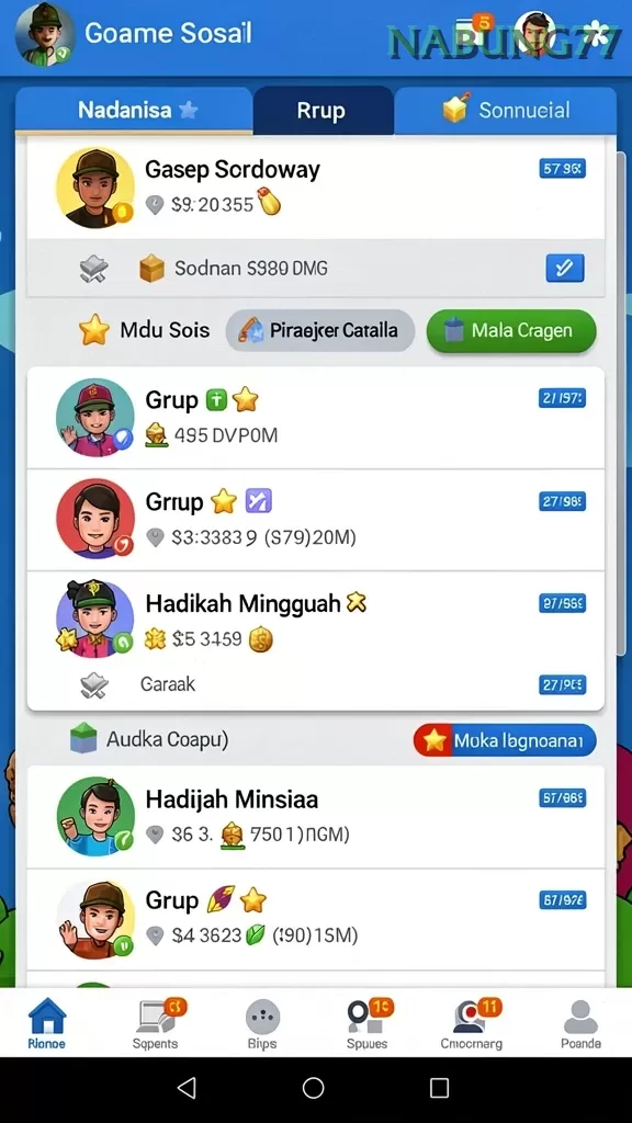 Cuplikan layar RINDUSLOT — menu navigasi